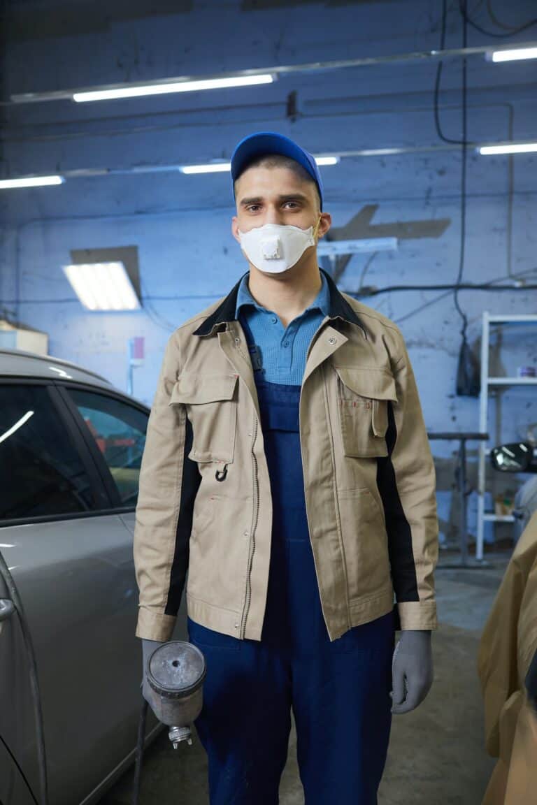 Car Painter In Mask Portrait